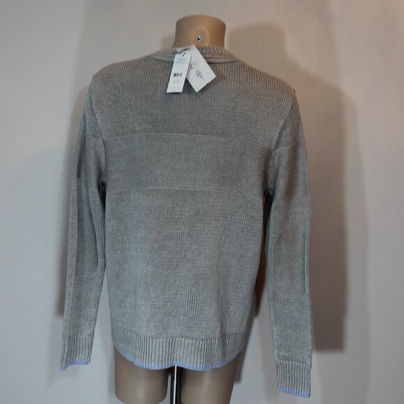 NWT Black 1826 Brown v neck 100% linen silver  gray cozy sweater men size XL - Picture 3 of 8